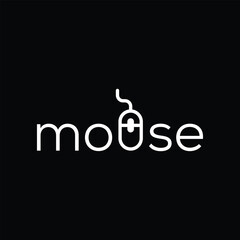 mouse wordmark logo design, typography text lettering negative space logo lesign 