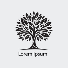 Obraz premium Black and white tree silhouette logo design