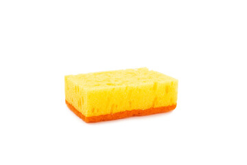 Colorful dish sponges isolated on white background. Kitchen sponge. Cleaning concept, cleaning service. Dishwashing liquid with clean and dirty dishes plate. Place for text, copy space.Wash the dishes