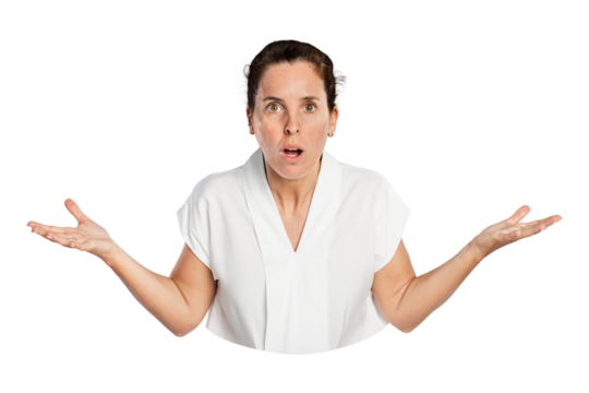 Png shocked woman sticker, transparent background