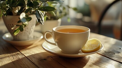Fototapeta premium Warm Lemon Tea in Sunlight