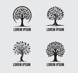 Black and white tree silhouette logo design