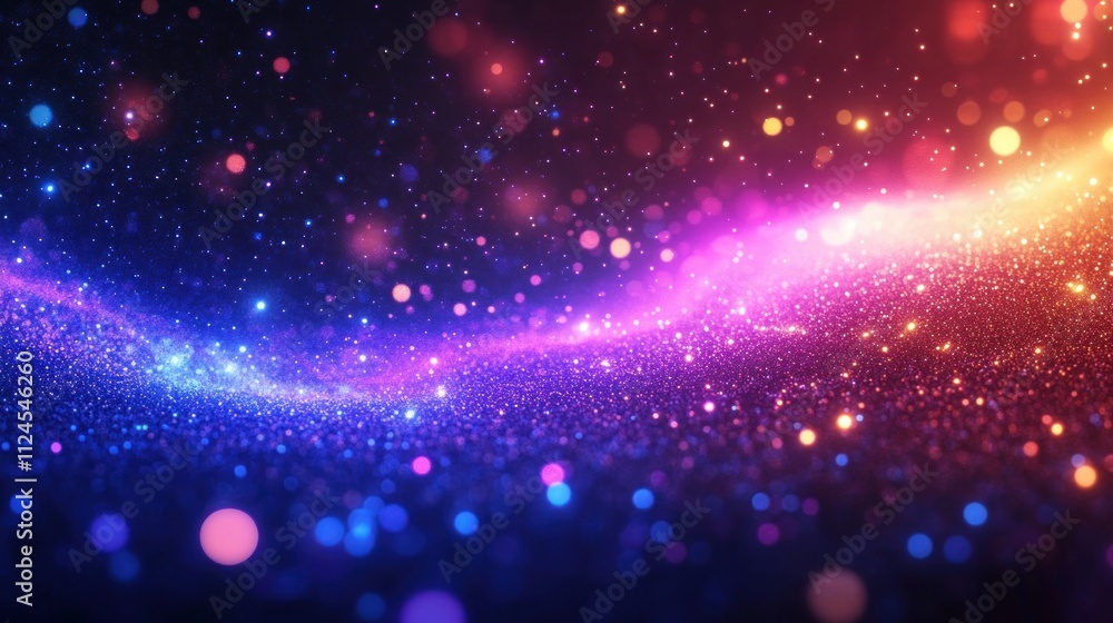 Poster Cosmic Nebula with Purple and Blue Hues Abstract Art Soft Bokeh Effect Dramatic Lighting Sparkles