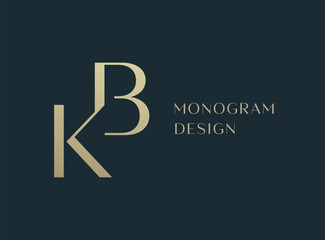 KB or BK letter logo icon design. Classic style luxury initials monogram.