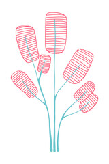 Pink tree sticker design element