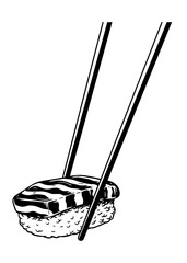 almon nigiri sushi sticker with white border