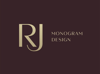 RJ letter logo icon design. Classic style luxury initials monogram.