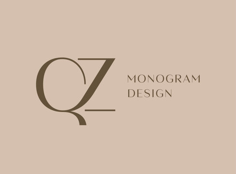QZ letter logo icon design. Classic style luxury initials monogram.