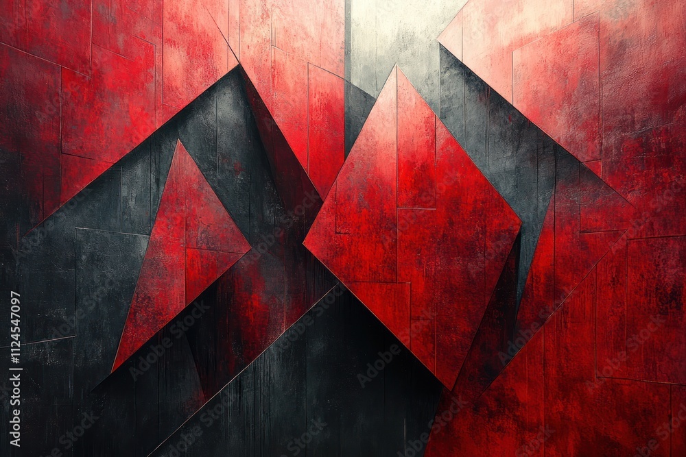 Poster dynamic red black angular shapes dramatic lighting motion energy modern abstract geometric design