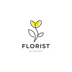 flower florist summer line logo design graphic vector