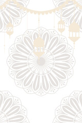 Png Islamic floral background with lantern decoration on transparent background