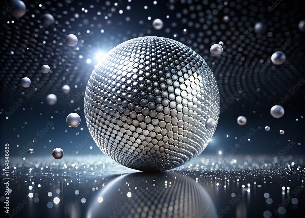 Aufkleber abstract 3d silver sphere made of dots in motion - dynamic animated business background for commerci