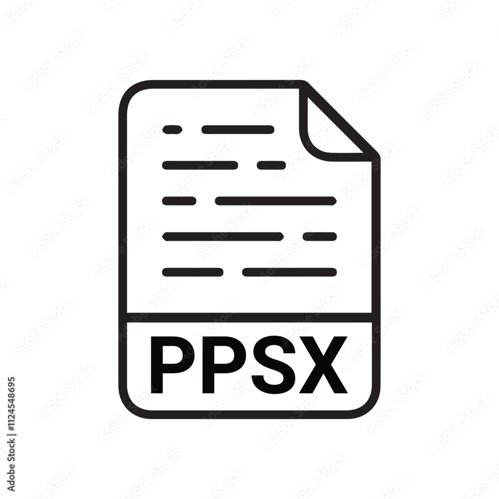 Poster ppsx icon, ppsx outline vector icon. thin line black ppsx icon, flat vector simple element illustrat