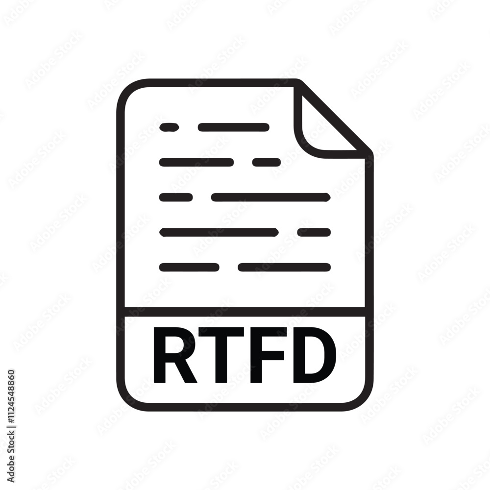 Poster rtfd icon, rtfd outline vector icon. thin line black rtfd icon, flat vector simple element illustrat