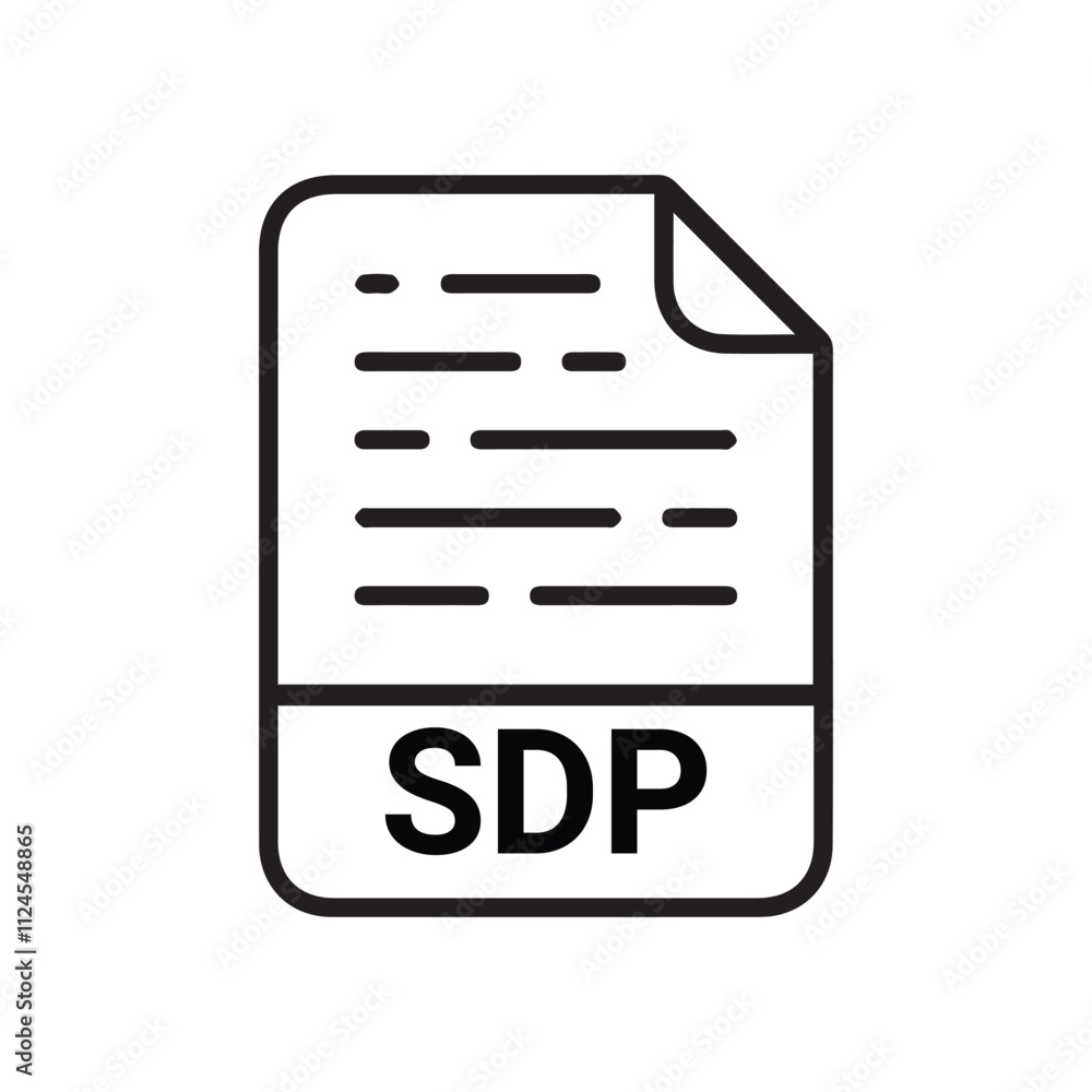 Poster sdp icon, sdp outline vector icon. thin line black sdp icon, flat vector simple element illustration