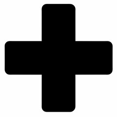 Black Silhouette Medical Cross Vector Art Illustration