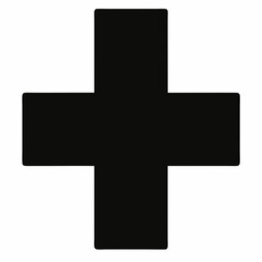 Black Silhouette Medical Cross Vector Art Illustration