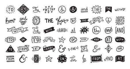 Hand drawn doodle elements set, ampersands, catchwords. vintage doodle ampersands, catchwords, calligraphy