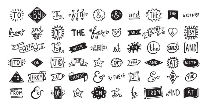 Hand drawn doodle elements set, ampersands, catchwords. vintage doodle ampersands, catchwords, calligraphy