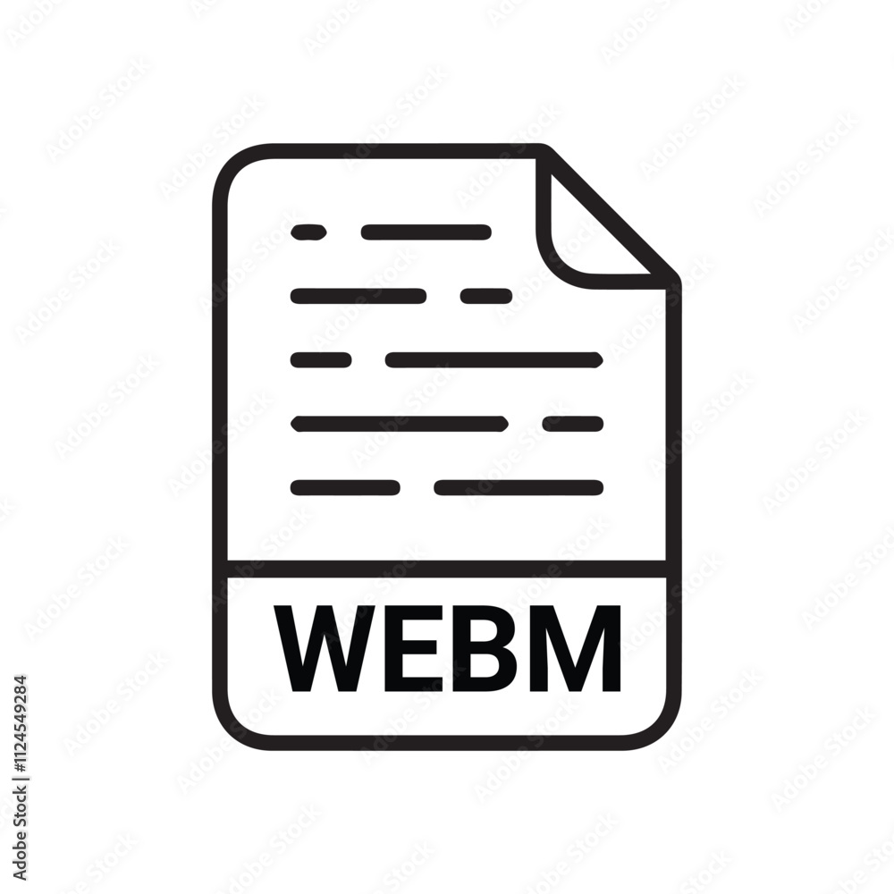 Aufkleber webm icon, webm outline vector icon. thin line black webm icon, flat vector simple element illustrat