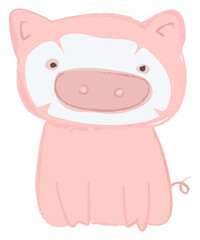 Cute pig drawing style transparent png