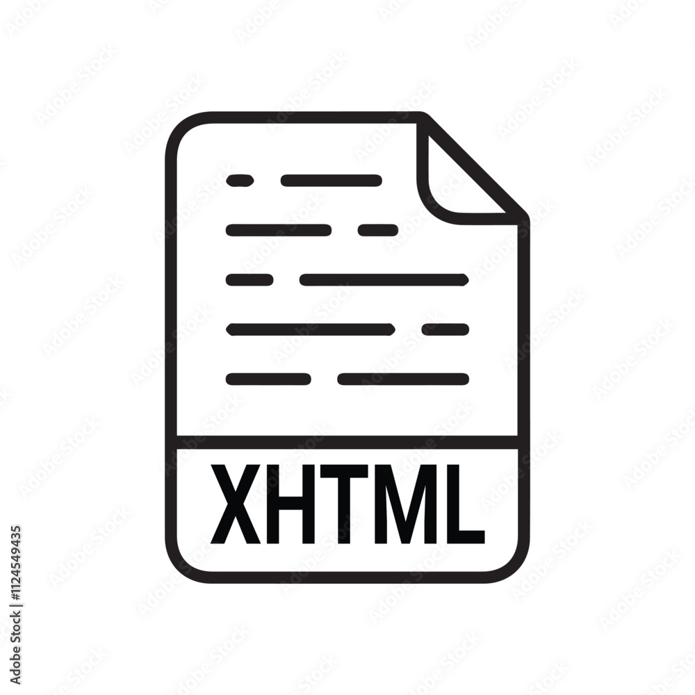 Poster xhtml icon, xhtml file icon. vector file format. file extension modern flat design