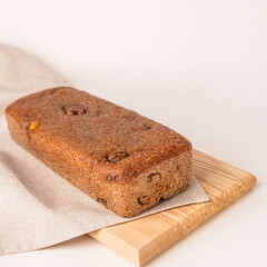 Homemade sourdough bread on light background