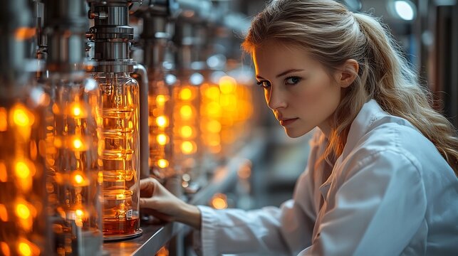 Scientist Exploring Sustainable Solutions in a Cutting Edge Futuristic Lab