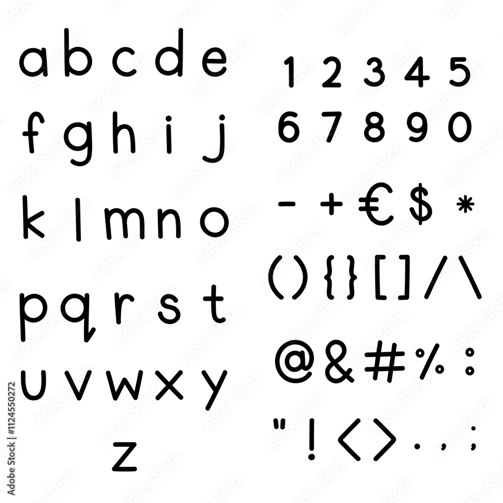 Poster styled alphabet and symbol set design element