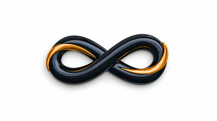 Naklejka premium A sleek, modern infinity symbol in black with a gold accent, representing eternity and limitless possibilities.