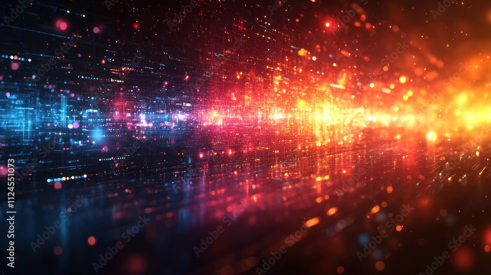 Poster abstract digital visualization of light and data streams.