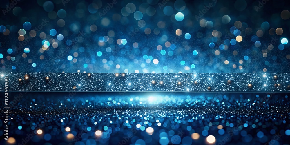 Poster abstract banner background with dark blue shiny glitters for web header and copy space ideal for mod
