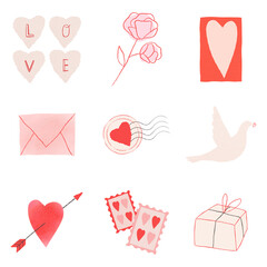 Lovely decorations for valentine png social media set