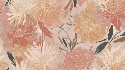 Abstract Floral Painting Soft Hues Elegant Blooms