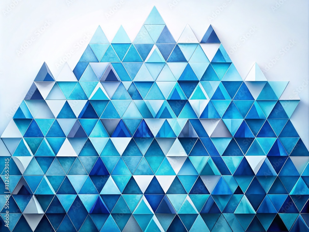 Poster abstract blue geometric triangles pattern perspective on white background perfect for fashion photog