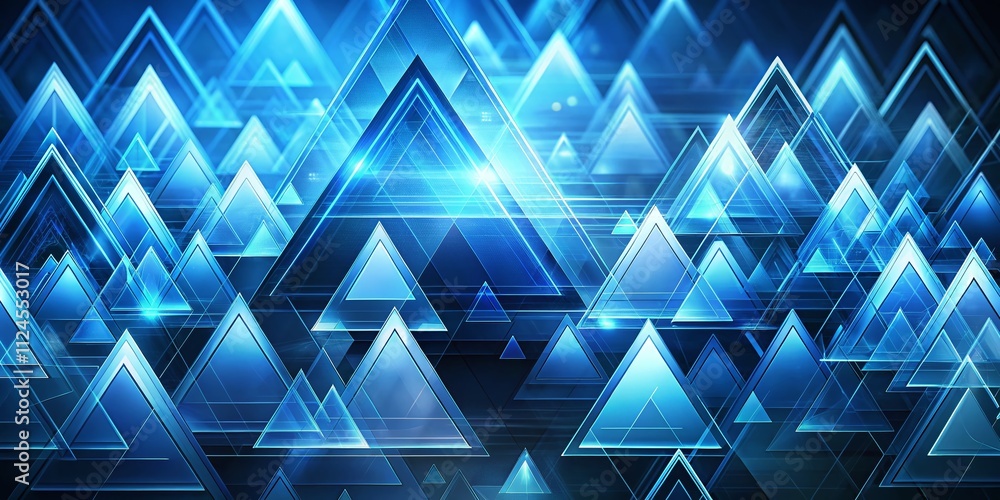 Poster abstract blue geometric background with triangles for creative design templates and digital artwork 