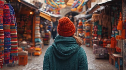 Obraz premium Vibrant Bazaar Adventure: Exploring a Colorful Street Market