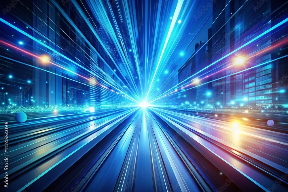 Poster abstract blue technology speed lines and geometric shapes on a soft gradient background for futurist