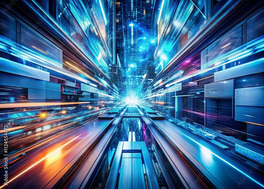 Poster abstract bright motion composition in blue - a futuristic dynamic background with artistic patterns 