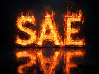 Fiery Sale Text Design with Flames and Glow Effects