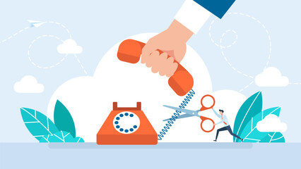 Broken connection on the phone. No signal. Problems with router, network or communication tower. No or weak, error of connection with telecommunication antenna, wifi router. Vector illustration