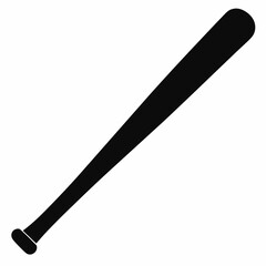 Black Silhouette of a Baseball Bat Vector Art Illustration