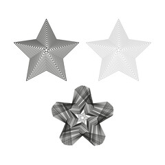 Obraz premium Geometric star vector. Layered star lines. Abstract star shape. Outlined star design.