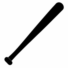 Black Silhouette of a Baseball Bat Vector Art Illustration