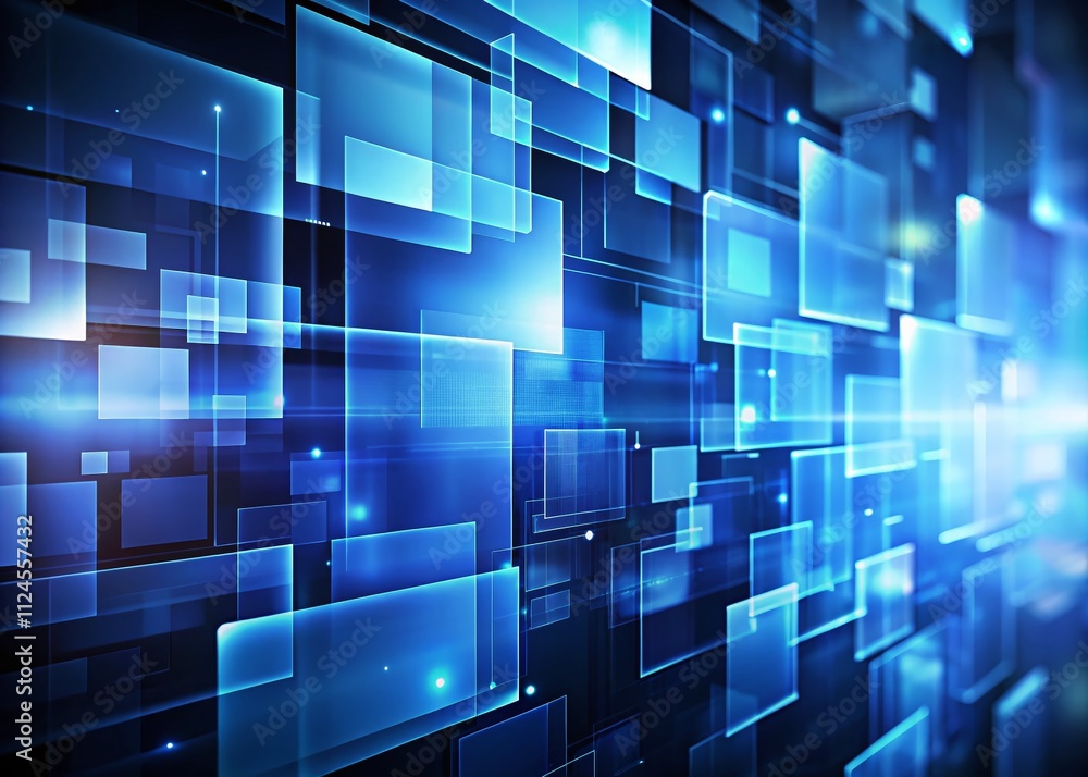 Poster abstract composition of dark blue and light rectangles in high depth of field for modern digital bac