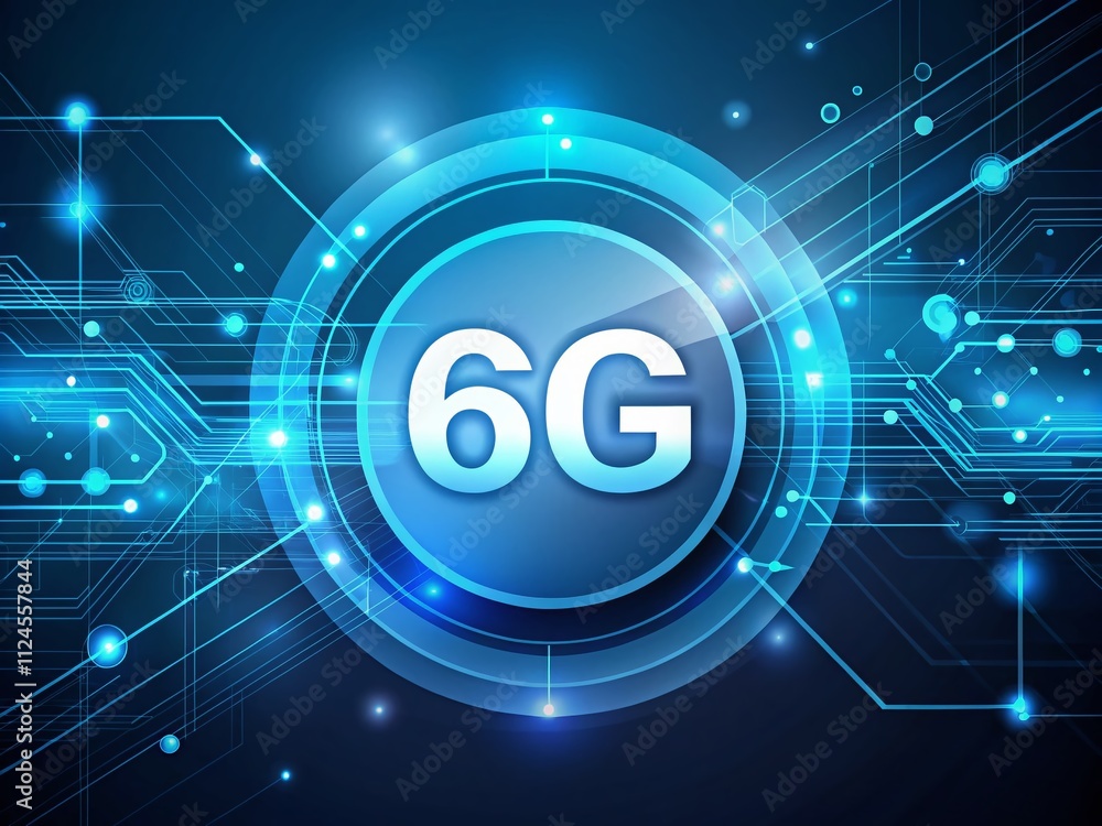 Poster abstract conceptual illustration of 6g technology representing extreme connectivity and fast data tr