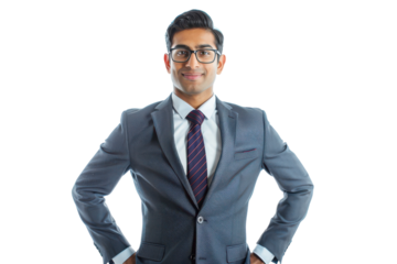 Professional South Asian Businessman Dressed Sharp in Suit and Tie for Corporate Image Use
