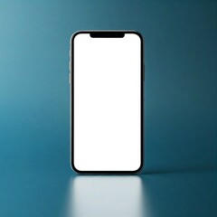 Blank Screen Smartphone Template Isolated on Blue Background