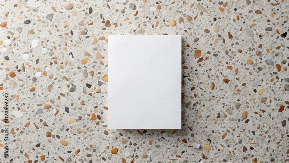 Poster abstract design featuring white paper texture and polished terrazzo floor pattern for grunge backgro