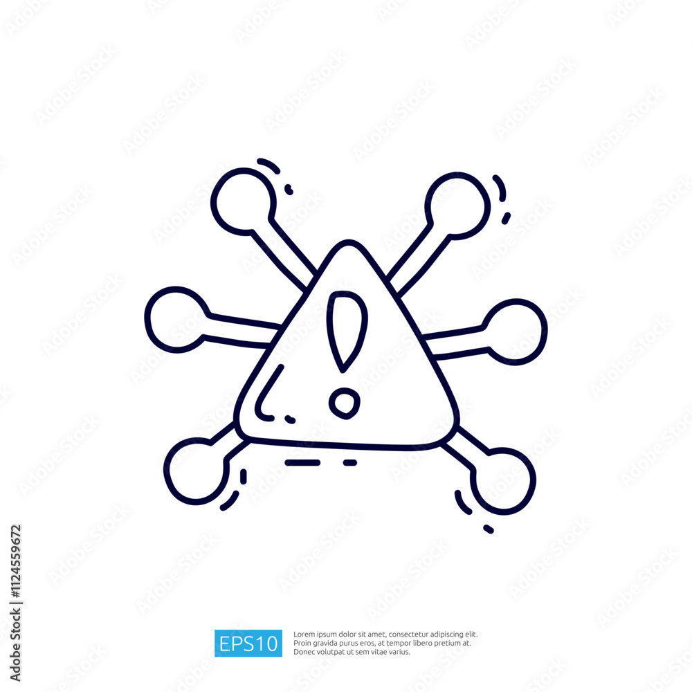 Poster a graphic illustration of a warning sign in the shape of a triangle with an exclamation mark, symbol